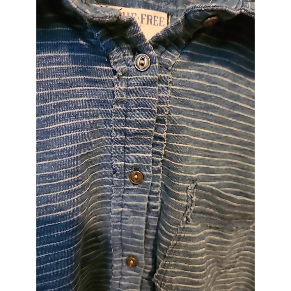Free People We The Free Ambrose Striped Button Down Blue And White Size XS - Picture 5 of 7